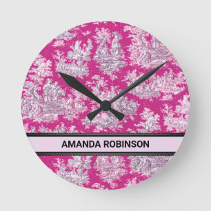 Vintage Rosa-Magentoilette Runde Wanduhr