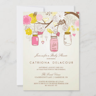 Vintage-Rosa-Mason-Glas-Baby-Shower-Einladung Einladung