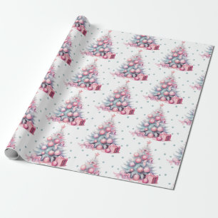 Vintage-Rosa-Mint-Weihnachtsbaum Geschenkpapier