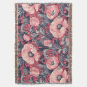 Vintage-Rosa-Mohn-Blumen Decke (Vorderseite Vertikal)
