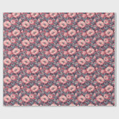 Vintage rosa Mohn Blumen  Geschenkpapier (Flach)