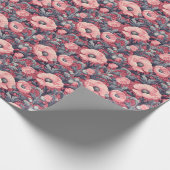 Vintage rosa Mohn Blumen  Geschenkpapier (Ecke)