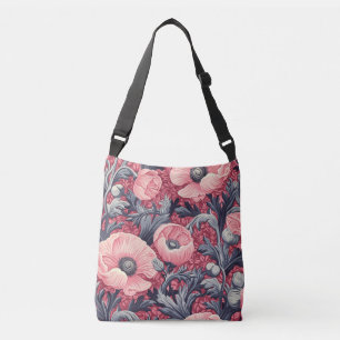Vintage rosa Mohn Blumen Tragetaschen Mit Langen Trägern
