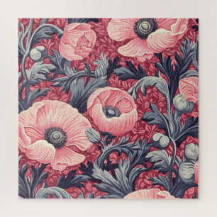 Vintage rosa Mohnblumen Blumen Puzzle