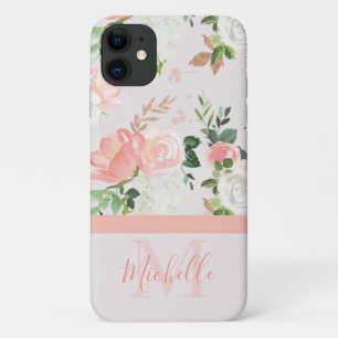 Vintage Rosa Monogramm und Name Case-Mate iPhone Hülle
