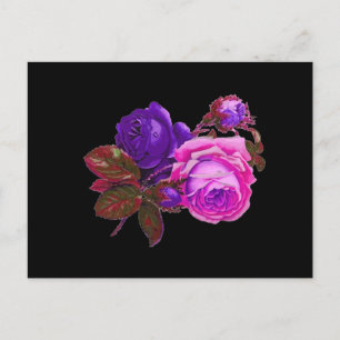 Vintage Rosa Neon Rose - Geschenke Postkarte