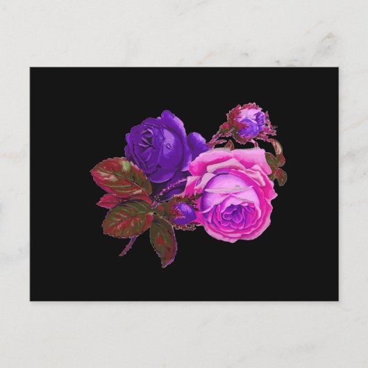 Vintage Rosa Neon Rose - Geschenke Postkarte (Vorderseite)