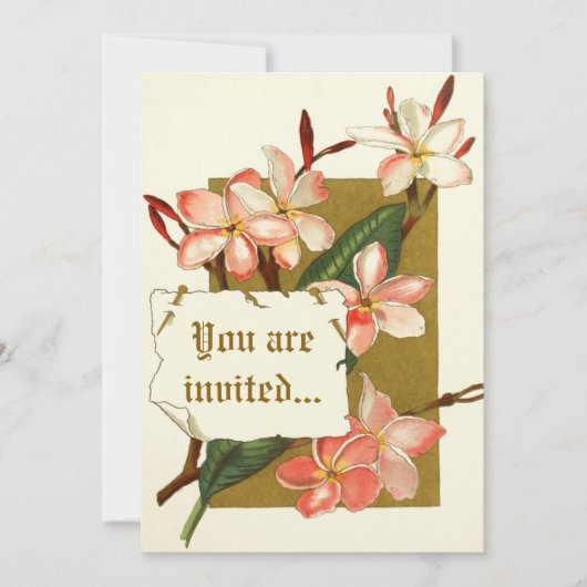 Vintage Rosa Oleander Blume Hochzeitseinladung Einladung (Vorderseite)