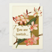 Vintage Rosa Oleander Blume Hochzeitseinladung Einladung (Vorne/Hinten)