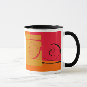 Vintage Rosa, Orange, Gelb, Schwarz-Retro-Kunst De Tasse