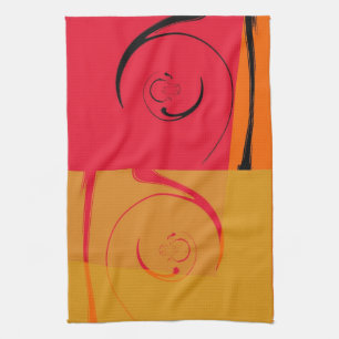 Vintage Rosa, Orange, Gelb, schwarze Retro Art Dec Handtuch