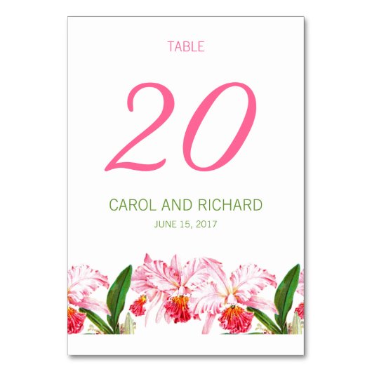 VINTAGE ROSA ORCHIDEEN HOCHZEITSTISCHNUMMER TISCHNUMMER (Vorderseite)