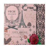 Vintage rosa Paris-Collage Fliese (Vorderseite)
