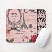 Vintage rosa Paris-Collage Mousepad (Mit Mouse)