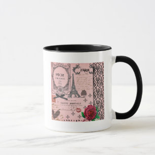 Vintage rosa Paris-Collage Tasse
