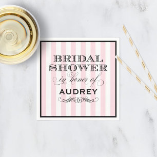 Vintage Rosa Parisian Streifen Brautparty Serviette