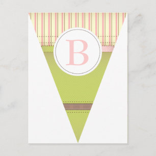 Vintage-Rosa-Party-Flaggen-Girlande-Banner-Postkar Postkarte