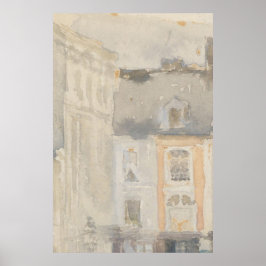 Vintage-Rosa-Pastell-Stadtlandschaft-Kunst Poster