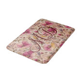Vintage rosa Patchwork-Blumenmuster Badematte (Schrägansicht)