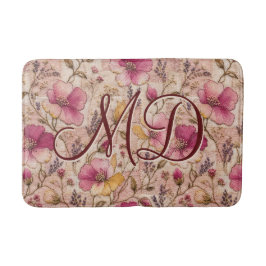 Vintage rosa Patchwork-Blumenmuster Badematte
