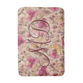 Vintage rosa Patchwork-Blumenmuster Badematte (Vorderseite Vertikal)