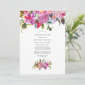 Vintage Rosa Peonies Blumenfeier Einladung (Stehend Vorderseite)