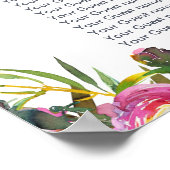 Vintage Rosa Peonies Hochzeitstabelle Poster (Ecke)