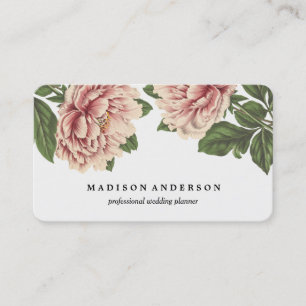 Vintage rosa Peonies Visitenkarte