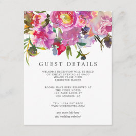 Vintage rosa Peonies Wedding Guest Details Begleitkarte