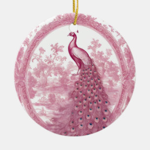Vintage rosa Pfau Keramik Ornament