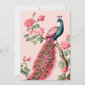 Vintage rosa Pfauen Indianerhochzeit Einladung (Rückseite)