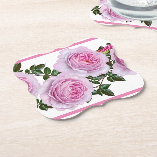 Vintage rosa Pfingstrosen Untersetzer (angewinkelt)