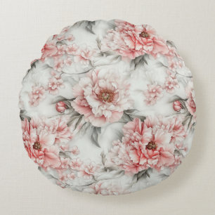 Vintage-Rosa-Pfingstrosen-Wasserbettwäsche Rundes Kissen