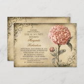 Vintage Rosa-Pfirsiche rustikale Brautdusche Einla Einladung (Vorne/Hinten)