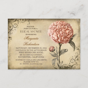 Vintage Rosa-Pfirsiche rustikale Brautdusche Einla Einladung