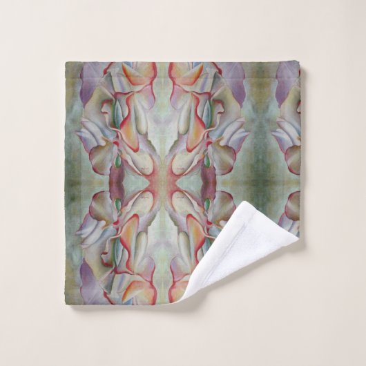 Vintage rosa Platterbsen Badhandtuch Set (Waschlappen)