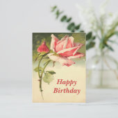 Vintage Rosa Postkarte (Stehend Vorderseite)