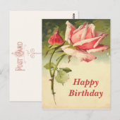 Vintage Rosa Postkarte (Vorne/Hinten)