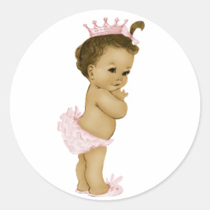 Vintage-Rosa-Prinzessin-Baby-Shower-Aufkleber Runder Aufkleber