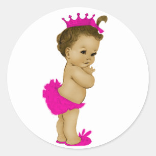Vintage-Rosa-Prinzessin-Baby-Shower-Aufkleber Runder Aufkleber