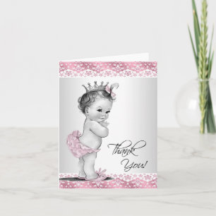 Vintage rosa Prinzessin Baby Shower Dankeskarten Dankeskarte