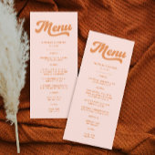 Vintage Rosa Retro-Hochzeit Menükarte