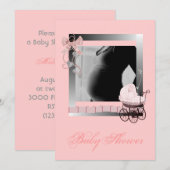 Vintage Rosa Roller Foto Kinderdusche Einladung (Vorne/Hinten)