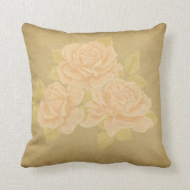 Vintage, rosa romantische Rose mit goldfarbenem Fl Kissen