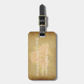 Vintage rosa romantische Rose Souvenir Gepäckanhänger (Vorderseite vertikal)