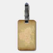 Vintage rosa romantische Rose Souvenir Gepäckanhänger (Rückseite vertikal)