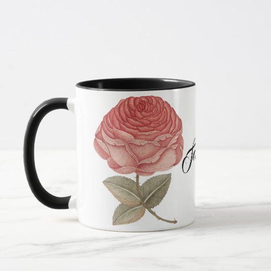 Vintage Rosa-Rosa-Abbildung Tasse (Links)