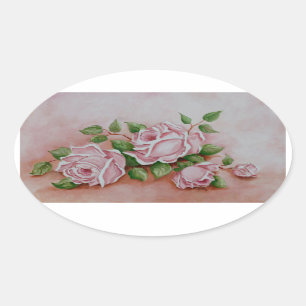 Vintage Rosa-Rosa-Blume Shabby Chic Rose Ovaler Aufkleber