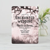 Vintage Rosa-Rosa-Blüte verzauberte Waldlichter Einladung (Stehend Vorderseite)