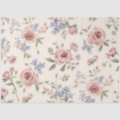 Vintage Rosa Rosa Blütendecoup Seidenpapier (Vorderseite)